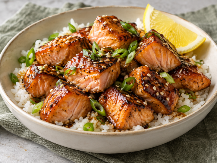 Air Fryer Maple Glazed Salmon Bites