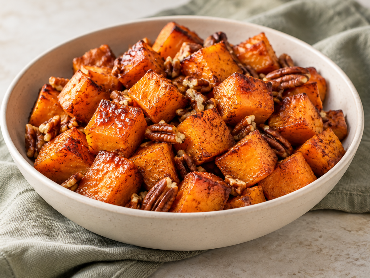 Air Fryer Maple Cinnamon Sweet Potato Cubes